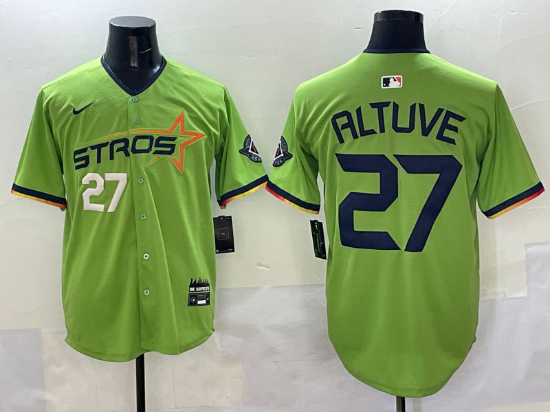 Men Houston Astros #27 Altuve Green three generations Joint Name 2025 Nike MLB Jersey style 3